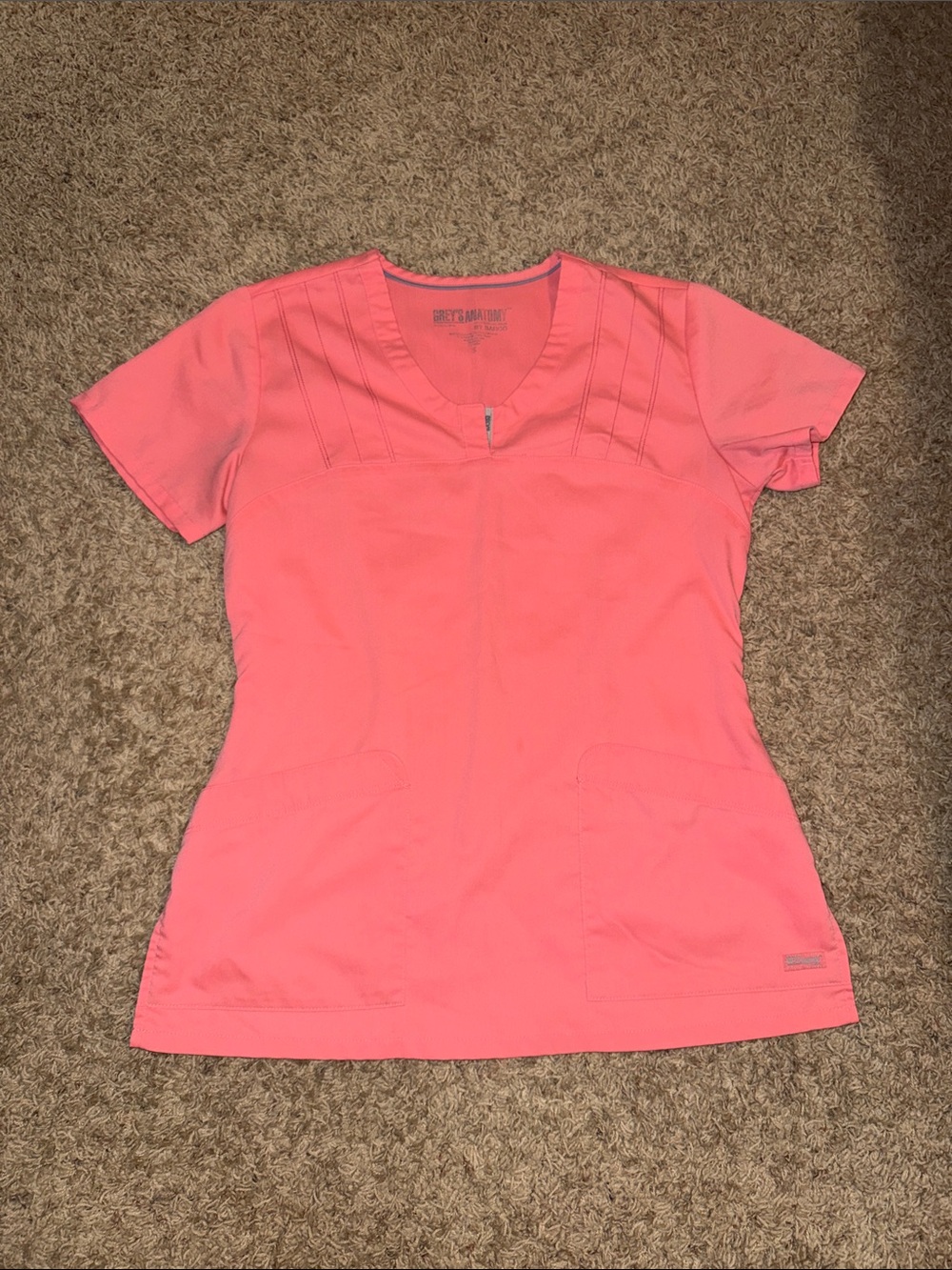 Grey's Anatomy Coral Pink V-Neck Short Sleeve Scrub Top